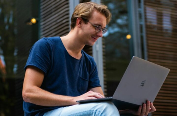 A man using a laptop